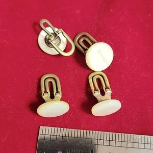 Mother of Pearl Cuff Links 1/2" with brass flip clip on back